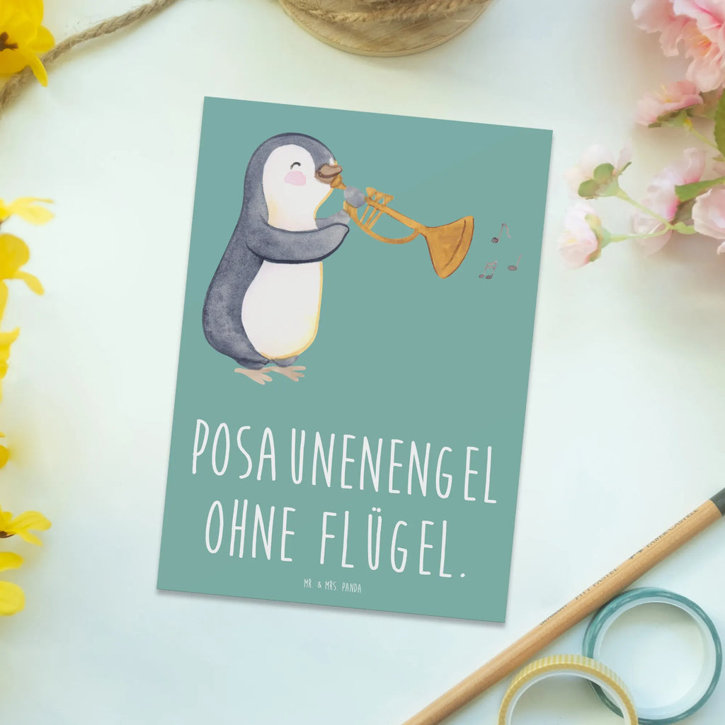 Postcard Posaunenengel ohne Flügel. Ansichtskarten, Einladungskarte, Geschenkkarte, Karte, Einladung Geburtstag, Einladung, Ansichtskarte, Grußkarte, Postkarte, Geburtstagskarte, Dankeskarte, Einladungskarten Geburtstag, Instrumente, Geschenke Musiker, Musikliebhaber