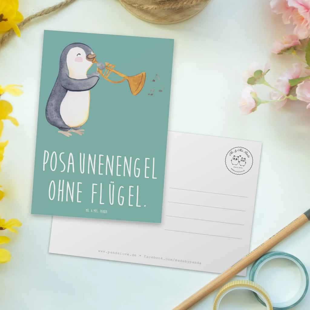 Postcard Posaunenengel ohne Flügel. Ansichtskarten, Einladungskarte, Geschenkkarte, Karte, Einladung Geburtstag, Einladung, Ansichtskarte, Grußkarte, Postkarte, Geburtstagskarte, Dankeskarte, Einladungskarten Geburtstag, Instrumente, Geschenke Musiker, Musikliebhaber