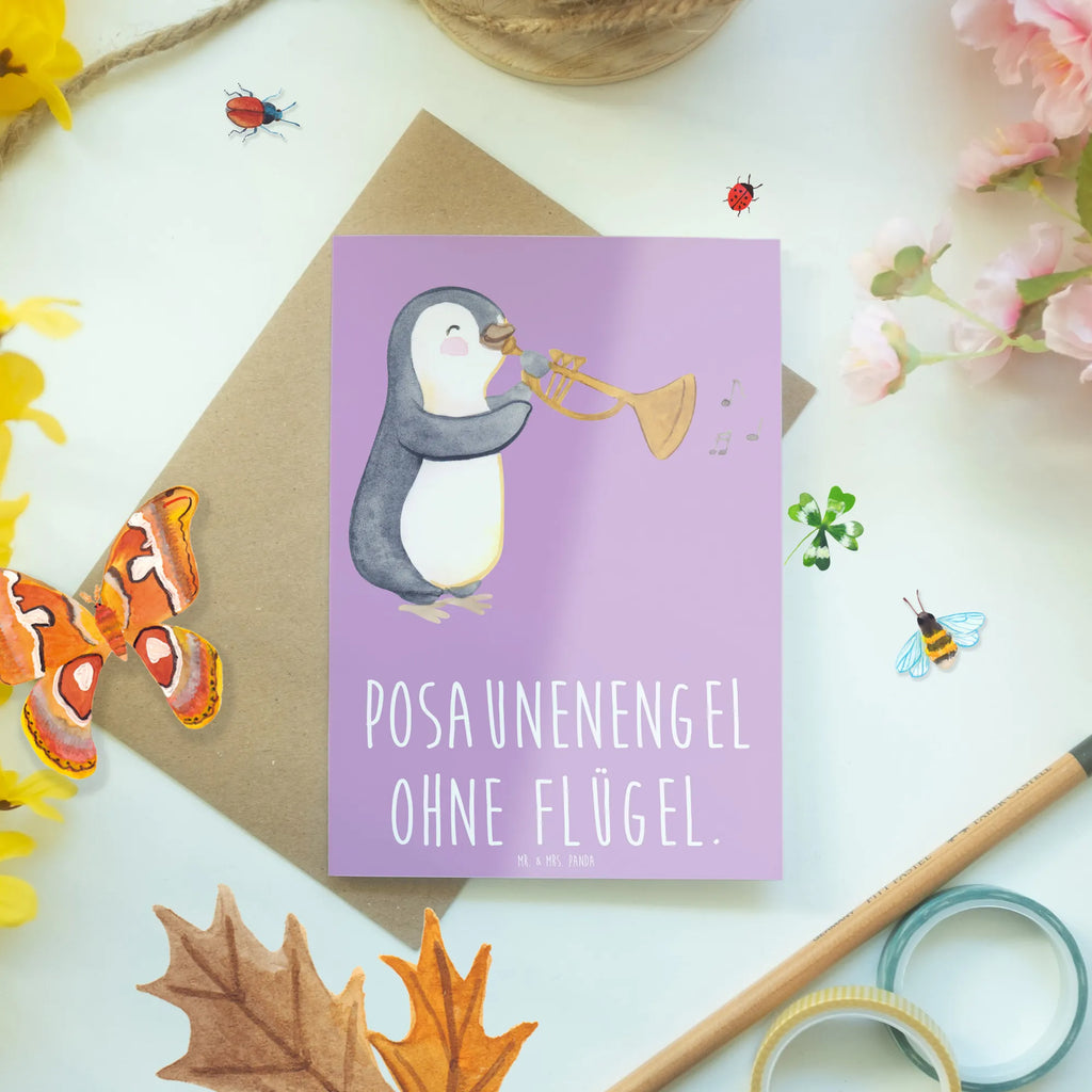Greetings card Posaunenengel ohne Flügel. Geburtstagskarte, Karte, Einladungskarte, Hochzeitskarte, Glückwunschkarte, Klappkarte, Ansichtskarten, Grußkarte, Instrumente, Geschenke Musiker, Musikliebhaber