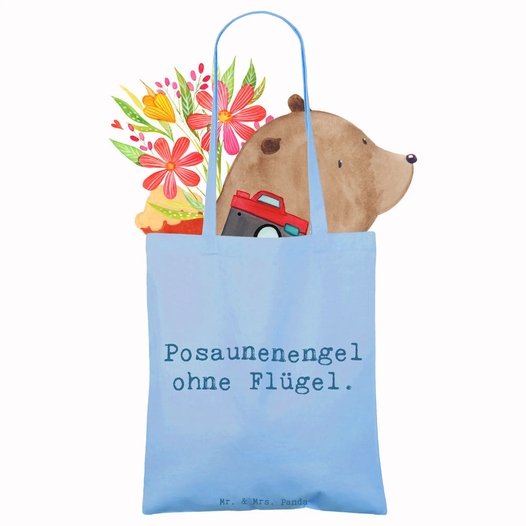 Tote bag Saying Posaunenengel ohne Flügel. Stofftasche, Tragetasche, Jutetasche, Strandtasche, Badetasche, Einkaufstüte, Beuteltasche, Jutebeutel, Schultertasche, Laptoptasche, Umhängetasche, Stoffbeutel, Tasche, Beutel, Einkaufstasche, Shopper, Instrumente, Geschenke Musiker, Musikliebhaber