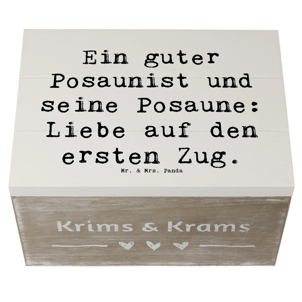 Wooden chest Saying Ein guter Posaunist und seine Posaune: Liebe auf den ersten Zug. Dekokiste, Holzkiste, Geschenkdose, Schatulle, Geschenkbox, Erinnerungsbox, XXL, Erinnerungskiste, Truhe, Aufbewahrungsbox, Kiste, Schatzkiste, Instrumente, Geschenke Musiker, Musikliebhaber