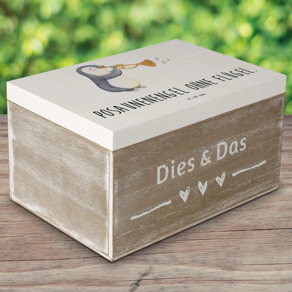 Holzkiste Engel Posaune Kiste, Truhe, XXL, Geschenkbox, Erinnerungsbox, Holzkiste, Schatulle, Erinnerungskiste, Aufbewahrungsbox, Schatzkiste, Dekokiste, Geschenkdose, Instrumente, Geschenke Musiker, Musikliebhaber
