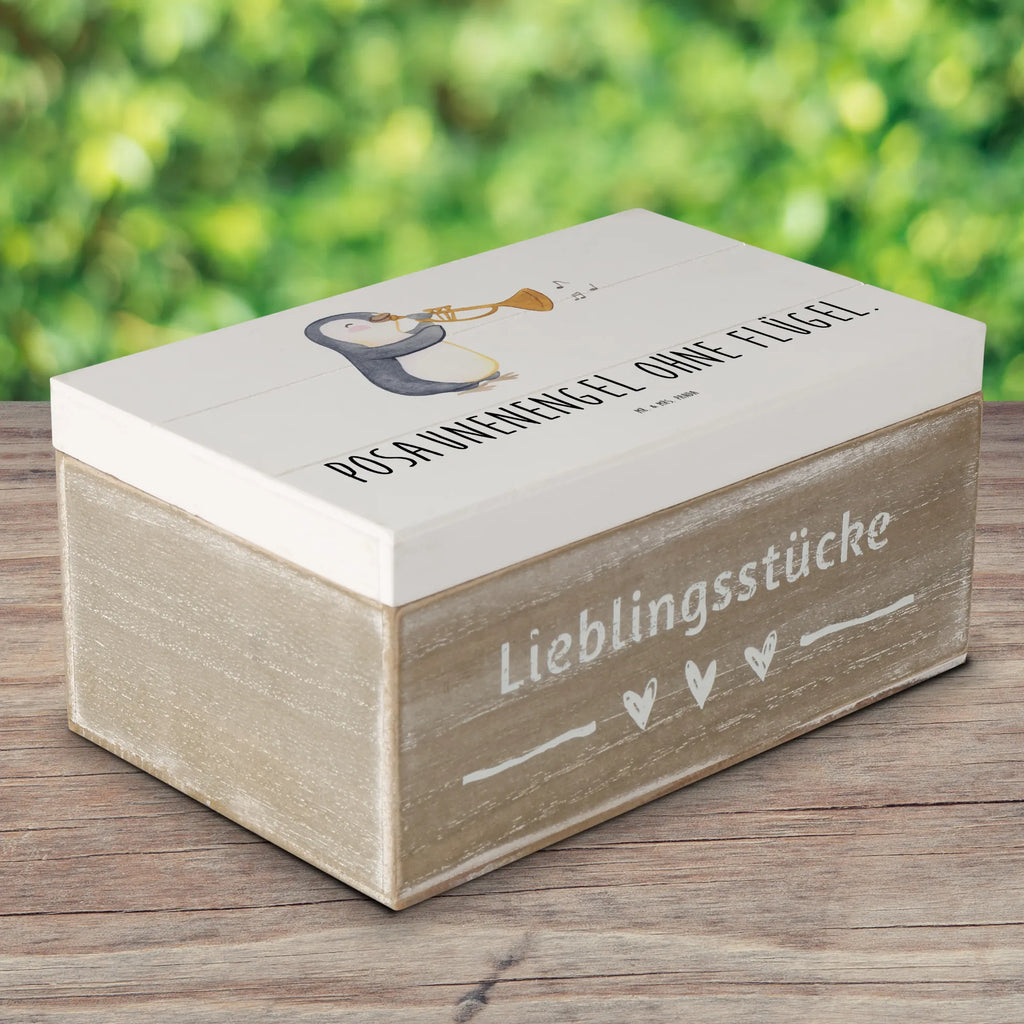 Holzkiste Engel Posaune Kiste, Truhe, XXL, Geschenkbox, Erinnerungsbox, Holzkiste, Schatulle, Erinnerungskiste, Aufbewahrungsbox, Schatzkiste, Dekokiste, Geschenkdose, Instrumente, Geschenke Musiker, Musikliebhaber