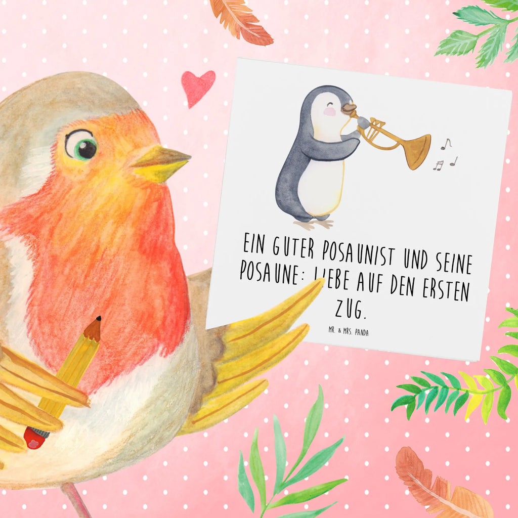 Deluxe Card Ein guter Posaunist und seine Posaune: Liebe auf den ersten Zug. Hochwertige Klappkarte, Hochzeitskarte, Grußkarte, Glückwunschkarte, Klappkarte, Einladungskarte, Geburtstagskarte, Karte, Hochwertige Grußkarte, Instrumente, Geschenke Musiker, Musikliebhaber