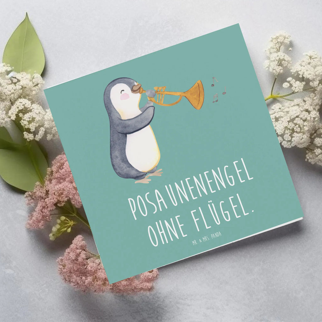 Deluxe Card Posaunenengel ohne Flügel. Karte, Glückwunschkarte, Klappkarte, Hochwertige Grußkarte, Hochzeitskarte, Hochwertige Klappkarte, Grußkarte, Geburtstagskarte, Einladungskarte, Instrumente, Geschenke Musiker, Musikliebhaber