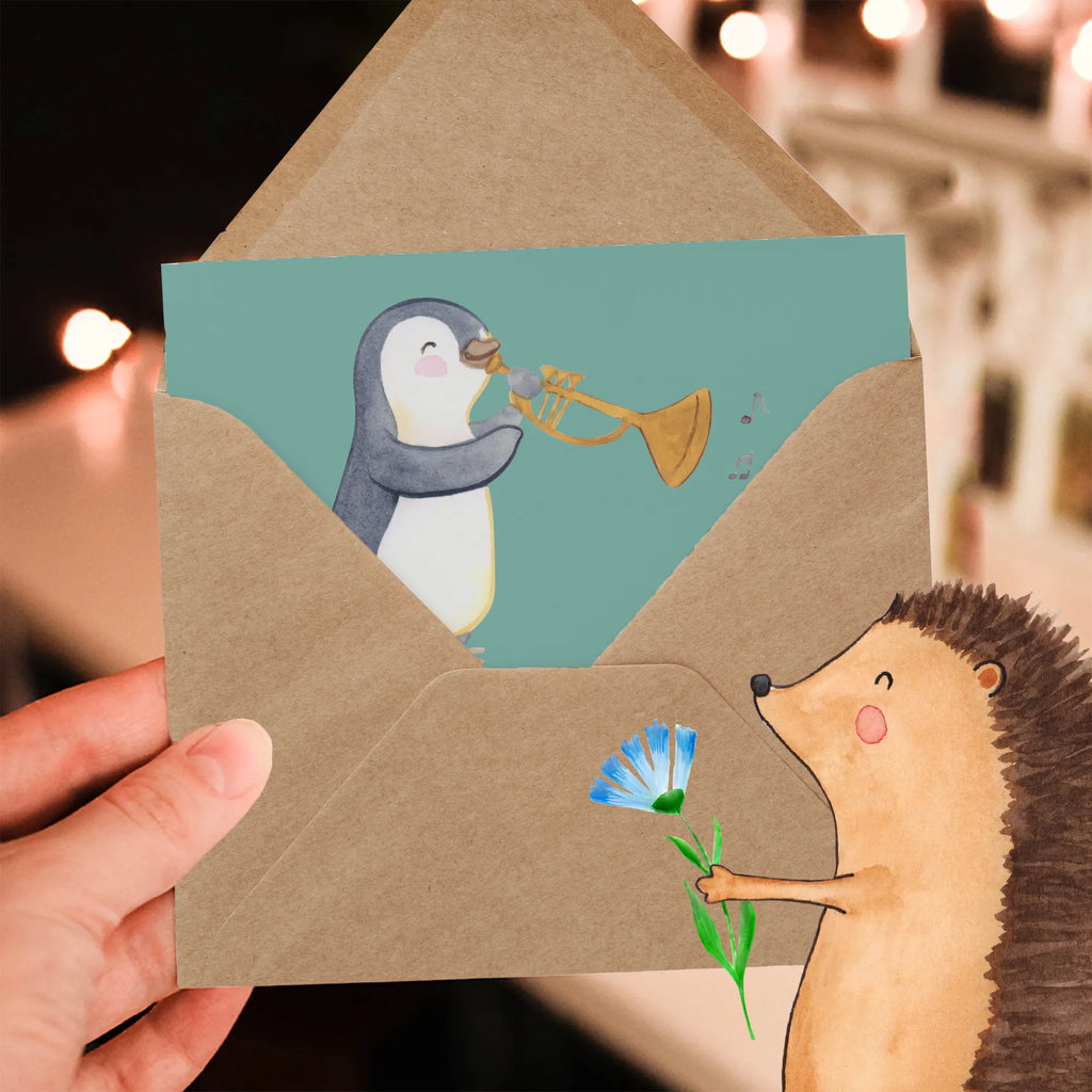 Deluxe Card Posaunenengel ohne Flügel. Karte, Glückwunschkarte, Klappkarte, Hochwertige Grußkarte, Hochzeitskarte, Hochwertige Klappkarte, Grußkarte, Geburtstagskarte, Einladungskarte, Instrumente, Geschenke Musiker, Musikliebhaber