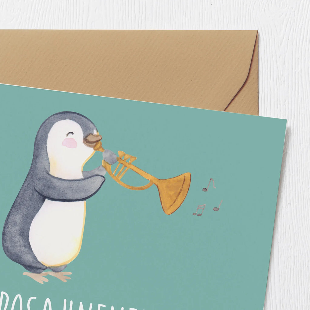 Deluxe Card Posaunenengel ohne Flügel. Karte, Glückwunschkarte, Klappkarte, Hochwertige Grußkarte, Hochzeitskarte, Hochwertige Klappkarte, Grußkarte, Geburtstagskarte, Einladungskarte, Instrumente, Geschenke Musiker, Musikliebhaber