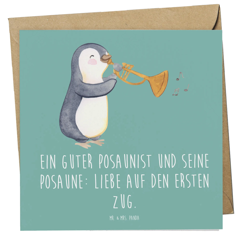 Deluxe Card Ein guter Posaunist und seine Posaune: Liebe auf den ersten Zug. Hochwertige Klappkarte, Hochzeitskarte, Grußkarte, Glückwunschkarte, Klappkarte, Einladungskarte, Geburtstagskarte, Karte, Hochwertige Grußkarte, Instrumente, Geschenke Musiker, Musikliebhaber