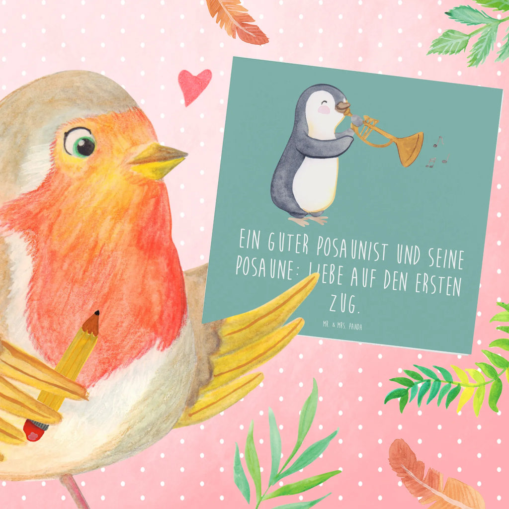 Deluxe Card Ein guter Posaunist und seine Posaune: Liebe auf den ersten Zug. Hochwertige Klappkarte, Hochzeitskarte, Grußkarte, Glückwunschkarte, Klappkarte, Einladungskarte, Geburtstagskarte, Karte, Hochwertige Grußkarte, Instrumente, Geschenke Musiker, Musikliebhaber