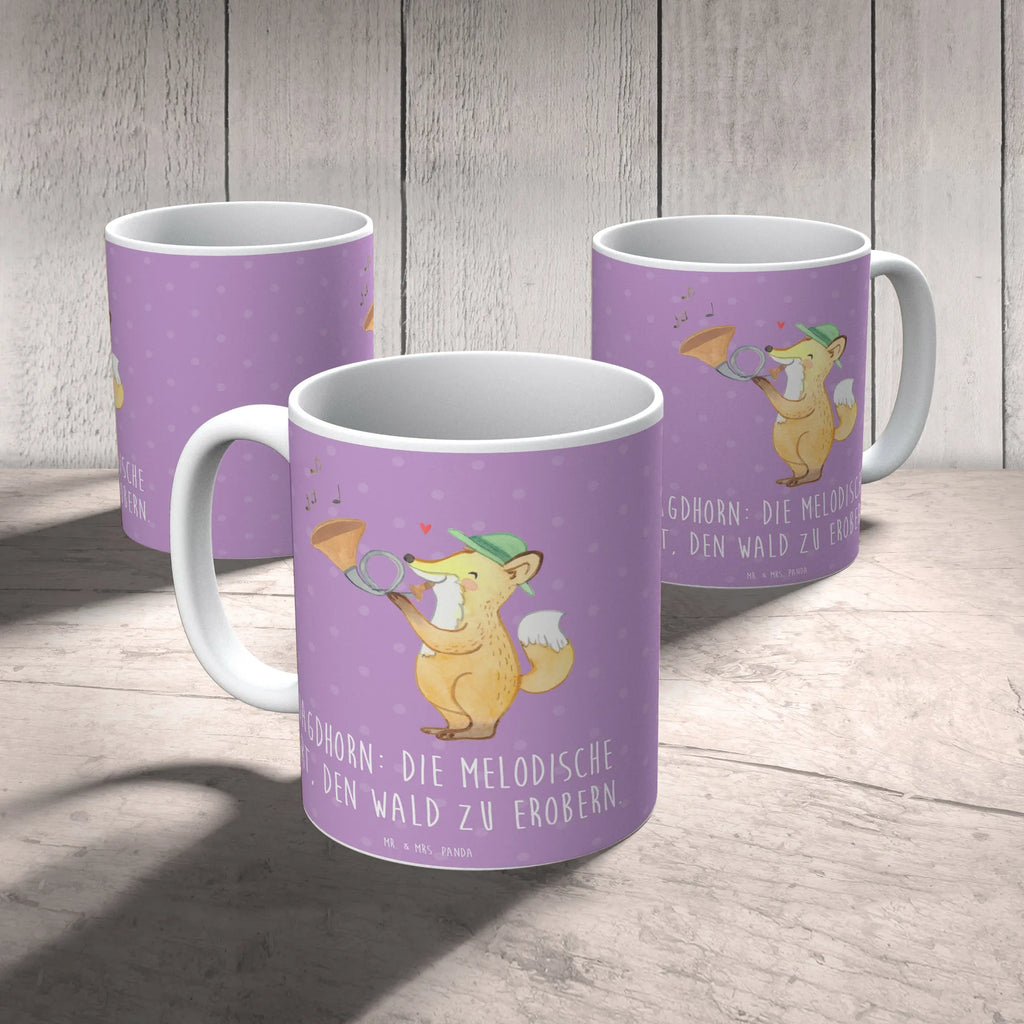 Mug Jagdhorn: Die melodische Art, den Wald zu erobern. Porzellantasse, Kaffeetasse, Tasse mit Motiven, Geschenktasse, Tasse, Keramiktasse, Tasse mit Zitaten, Bürotasse, Teetasse, Instrumente, Geschenke Musiker, Musikliebhaber