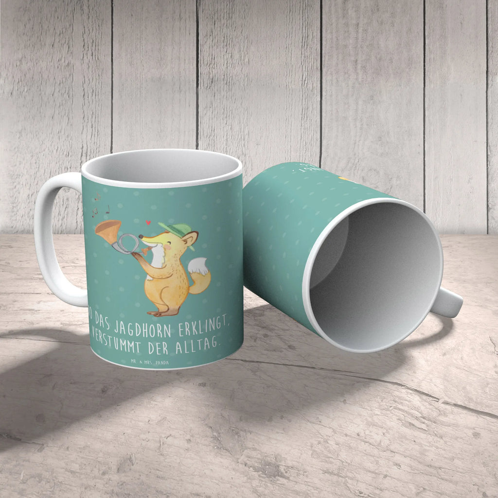 Tasse Jagdhorn Melodie Kaffeetasse, Porzellantasse, Tasse mit Zitaten, Tasse mit Motiven, Bürotasse, Teetasse, Tasse, Keramiktasse, Geschenktasse, Instrumente, Geschenke Musiker, Musikliebhaber