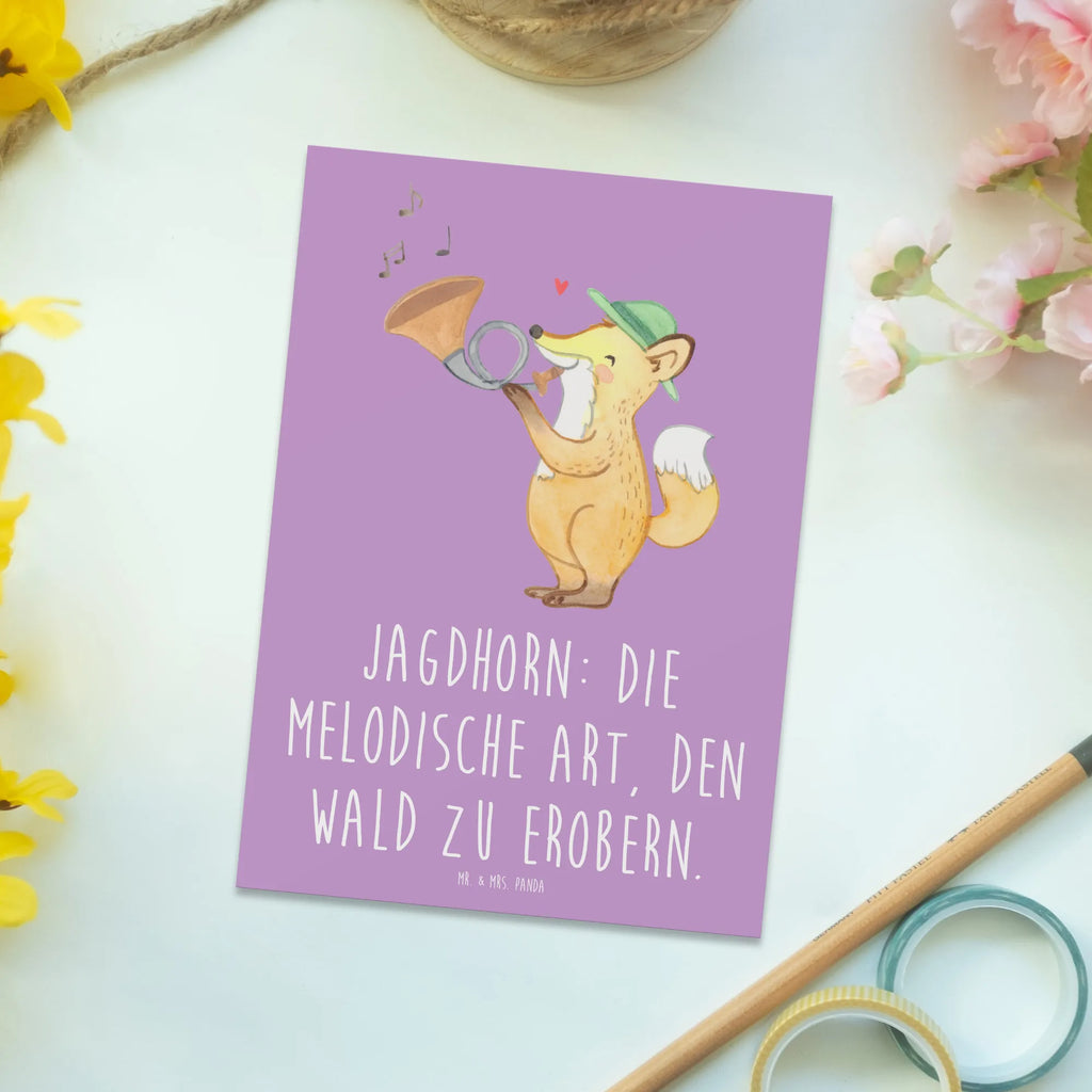 Postcard Jagdhorn: Die melodische Art, den Wald zu erobern. Einladungskarten Geburtstag, Geburtstagskarte, Karte, Einladung Geburtstag, Grußkarte, Ansichtskarte, Einladungskarte, Ansichtskarten, Dankeskarte, Postkarte, Einladung, Geschenkkarte, Instrumente, Geschenke Musiker, Musikliebhaber