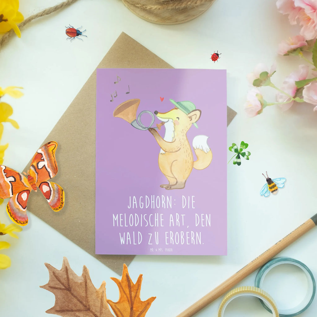 Greetings card Jagdhorn: Die melodische Art, den Wald zu erobern. Hochzeitskarte, Karte, Ansichtskarten, Geburtstagskarte, Klappkarte, Einladungskarte, Grußkarte, Glückwunschkarte, Instrumente, Geschenke Musiker, Musikliebhaber