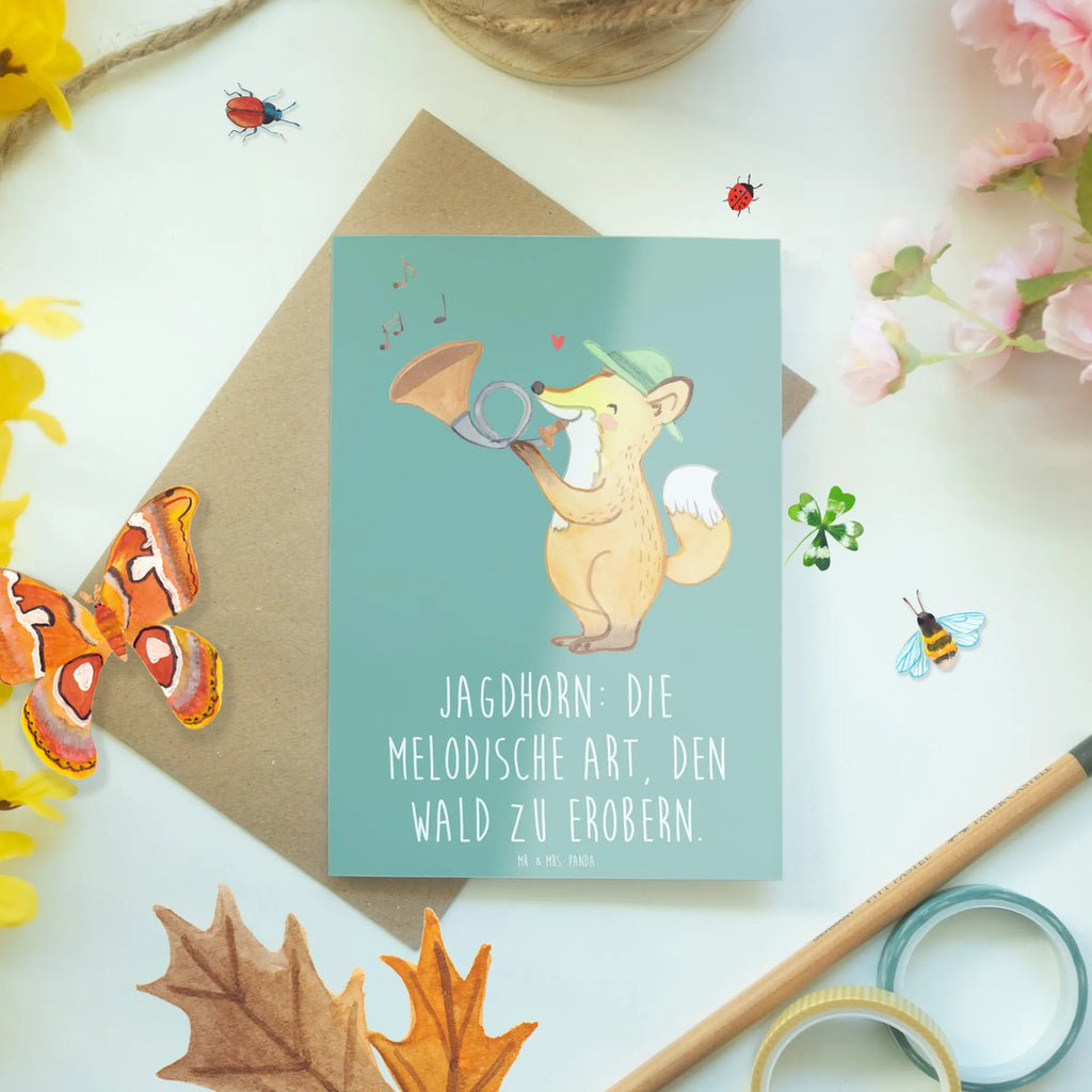 Greetings card Jagdhorn: Die melodische Art, den Wald zu erobern. Hochzeitskarte, Karte, Ansichtskarten, Geburtstagskarte, Klappkarte, Einladungskarte, Grußkarte, Glückwunschkarte, Instrumente, Geschenke Musiker, Musikliebhaber