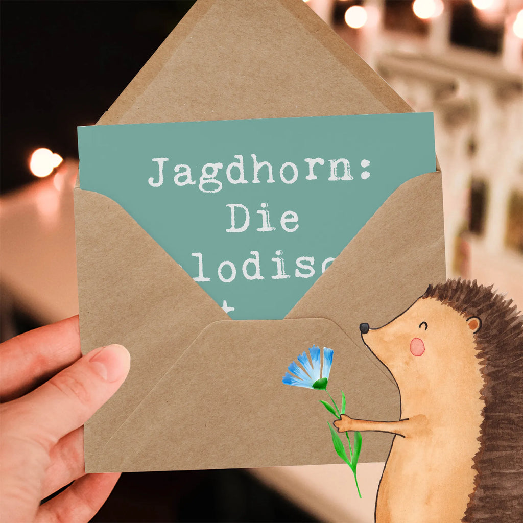 Deluxe Card Saying Jagdhorn: Die melodische Art, den Wald zu erobern. Klappkarte, Hochwertige Grußkarte, Hochzeitskarte, Hochwertige Klappkarte, Grußkarte, Karte, Glückwunschkarte, Geburtstagskarte, Einladungskarte, Instrumente, Geschenke Musiker, Musikliebhaber