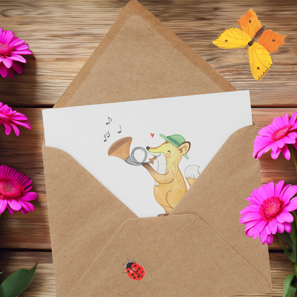 Deluxe Card Jagdhorn: Die melodische Art, den Wald zu erobern. Einladungskarte, Klappkarte, Geburtstagskarte, Hochwertige Klappkarte, Glückwunschkarte, Hochzeitskarte, Karte, Grußkarte, Hochwertige Grußkarte, Instrumente, Geschenke Musiker, Musikliebhaber