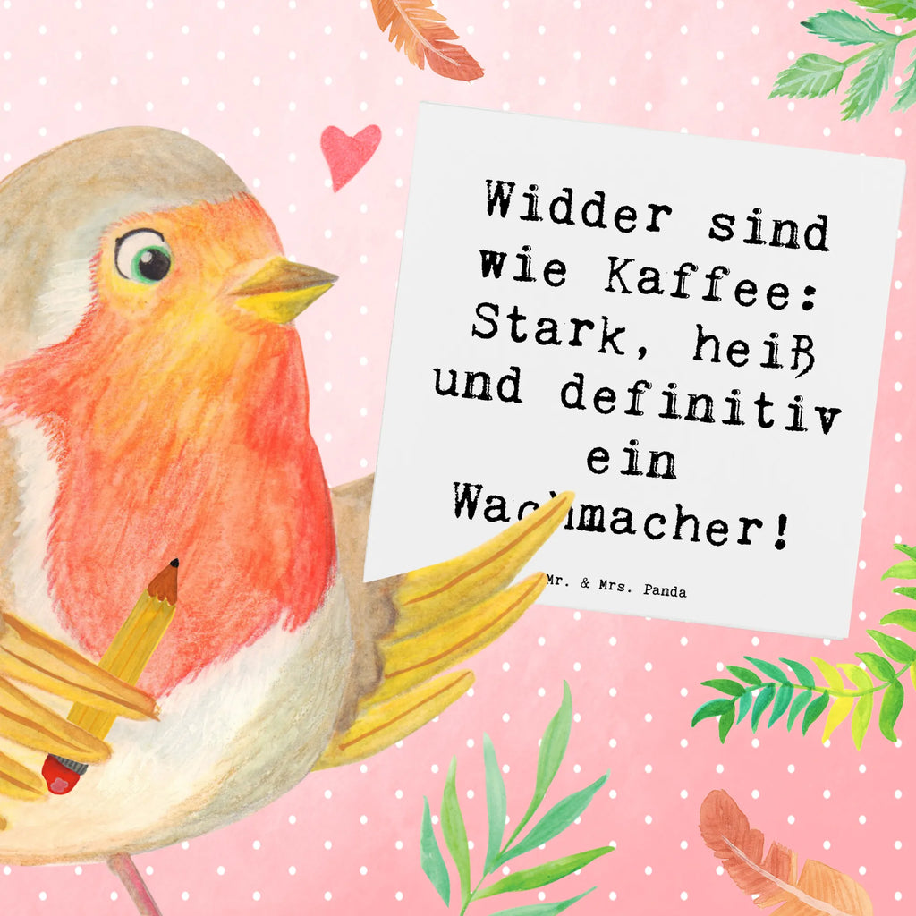 Deluxe Card Saying Widder sind wie Kaffee: Stark, heiß und definitiv ein Wachmacher! Klappkarte, Grußkarte, Karte, Hochzeitskarte, Einladungskarte, Glückwunschkarte, Hochwertige Klappkarte, Geburtstagskarte, Hochwertige Grußkarte, Tierkreiszeichen, Sternzeichen, Horoskop, Astrologie, Aszendent