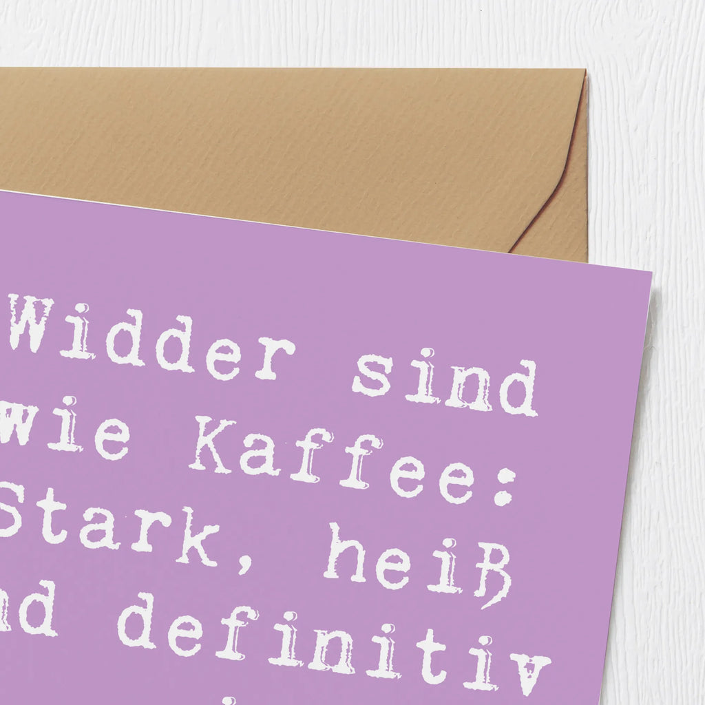 Deluxe Card Saying Widder sind wie Kaffee: Stark, heiß und definitiv ein Wachmacher! Klappkarte, Grußkarte, Karte, Hochzeitskarte, Einladungskarte, Glückwunschkarte, Hochwertige Klappkarte, Geburtstagskarte, Hochwertige Grußkarte, Tierkreiszeichen, Sternzeichen, Horoskop, Astrologie, Aszendent