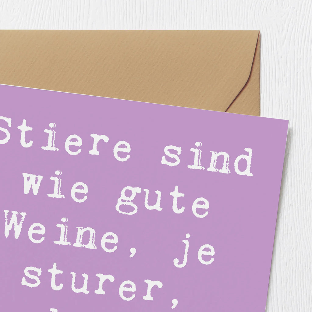 Deluxe Karte Spruch Sturer Stier Hochzeitskarte, Glückwunschkarte, Einladungskarte, Grußkarte, Geburtstagskarte, Klappkarte, Karte, Hochwertige Klappkarte, Hochwertige Grußkarte, Tierkreiszeichen, Sternzeichen, Horoskop, Astrologie, Aszendent