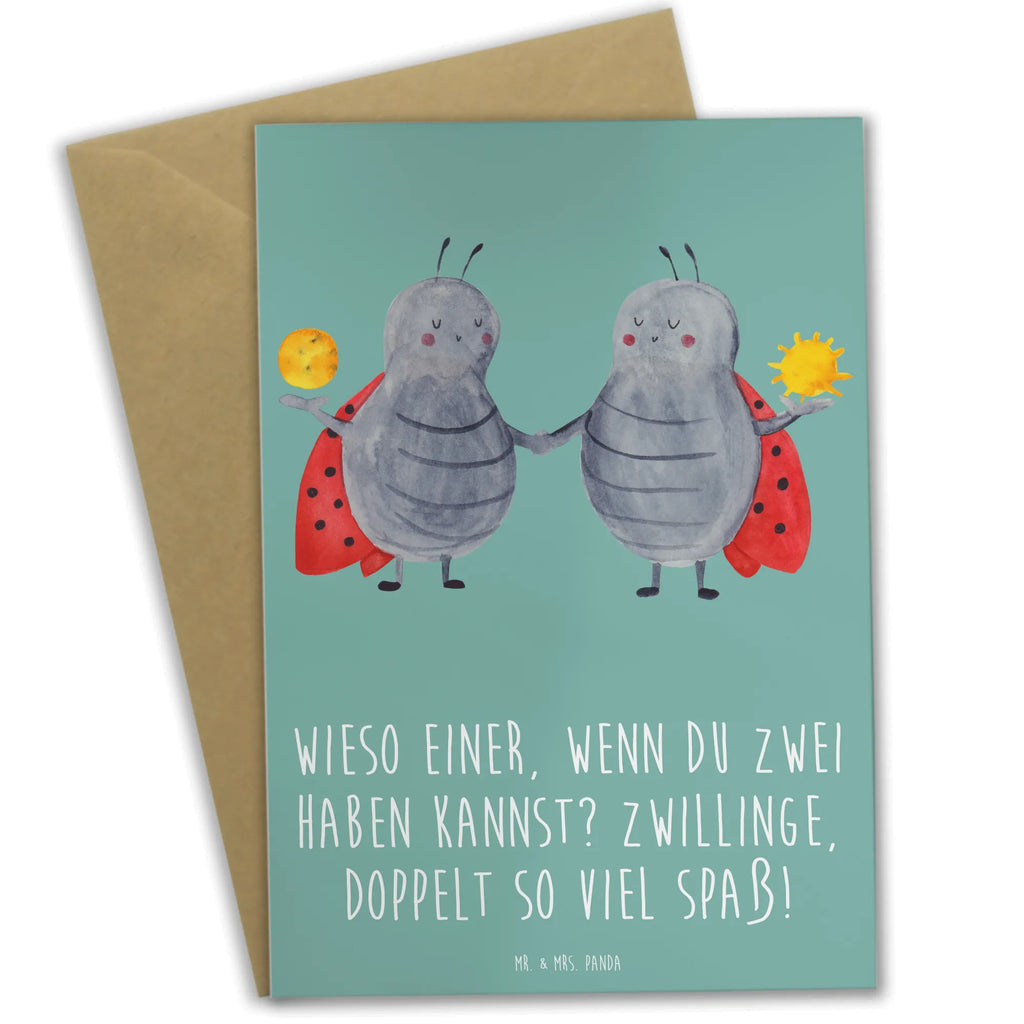 Greetings card Wieso einer, wenn du zwei haben kannst? Zwillinge, doppelt so viel Spaß! Ansichtskarten, Geburtstagskarte, Karte, Hochzeitskarte, Einladungskarte, Grußkarte, Glückwunschkarte, Klappkarte, Tierkreiszeichen, Sternzeichen, Horoskop, Astrologie, Aszendent