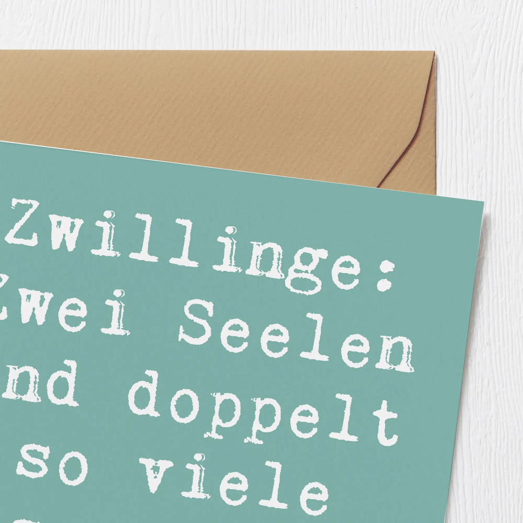 Deluxe Card Saying Zwillinge: Zwei Seelen und doppelt so viele spontane Einfälle! Hochwertige Klappkarte, Geburtstagskarte, Karte, Glückwunschkarte, Klappkarte, Einladungskarte, Grußkarte, Hochwertige Grußkarte, Hochzeitskarte, Tierkreiszeichen, Sternzeichen, Horoskop, Astrologie, Aszendent