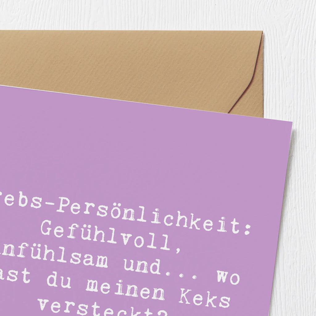 Deluxe Karte Spruch Krebs Gefühlswelt Grußkarte, Karte, Hochwertige Grußkarte, Glückwunschkarte, Hochwertige Klappkarte, Hochzeitskarte, Einladungskarte, Klappkarte, Geburtstagskarte, Tierkreiszeichen, Sternzeichen, Horoskop, Astrologie, Aszendent