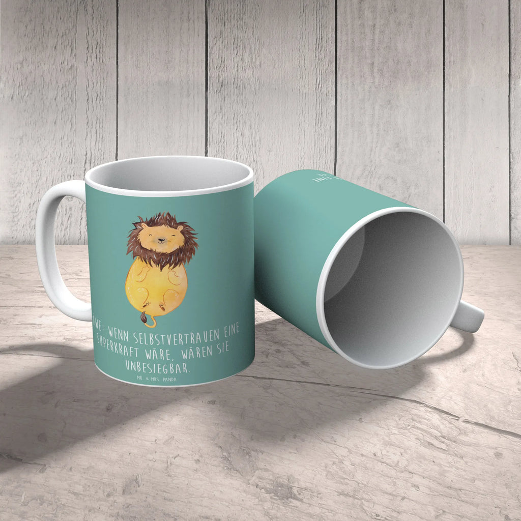 Tasse Löwe Superkraft Keramiktasse, Geschenktasse, Teetasse, Tasse mit Motiven, Tasse mit Zitaten, Porzellantasse, Kaffeetasse, Bürotasse, Tasse, Tierkreiszeichen, Sternzeichen, Horoskop, Astrologie, Aszendent