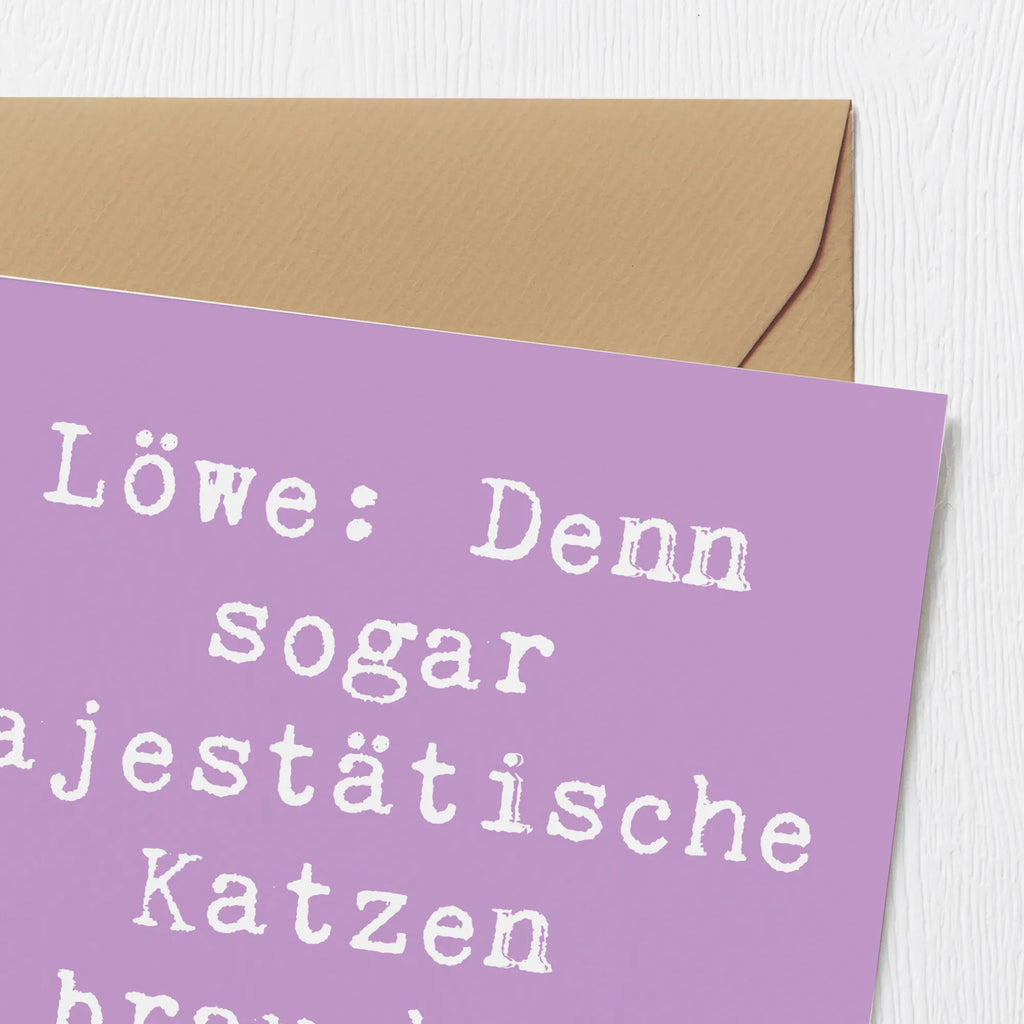 Deluxe Karte Spruch Majestätischer Löwe Hochwertige Klappkarte, Karte, Glückwunschkarte, Grußkarte, Einladungskarte, Klappkarte, Hochwertige Grußkarte, Geburtstagskarte, Hochzeitskarte, Tierkreiszeichen, Sternzeichen, Horoskop, Astrologie, Aszendent