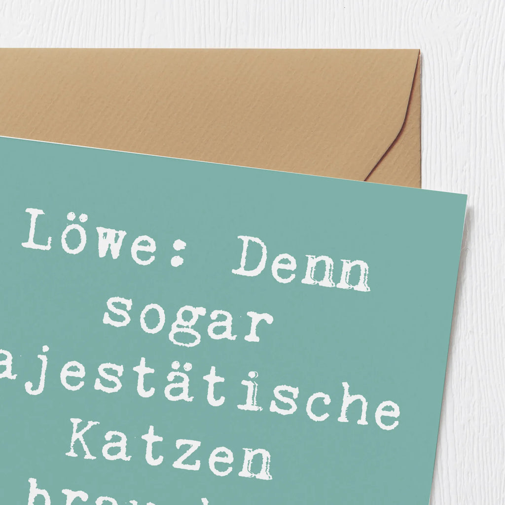Deluxe Karte Spruch Majestätischer Löwe Hochwertige Klappkarte, Karte, Glückwunschkarte, Grußkarte, Einladungskarte, Klappkarte, Hochwertige Grußkarte, Geburtstagskarte, Hochzeitskarte, Tierkreiszeichen, Sternzeichen, Horoskop, Astrologie, Aszendent