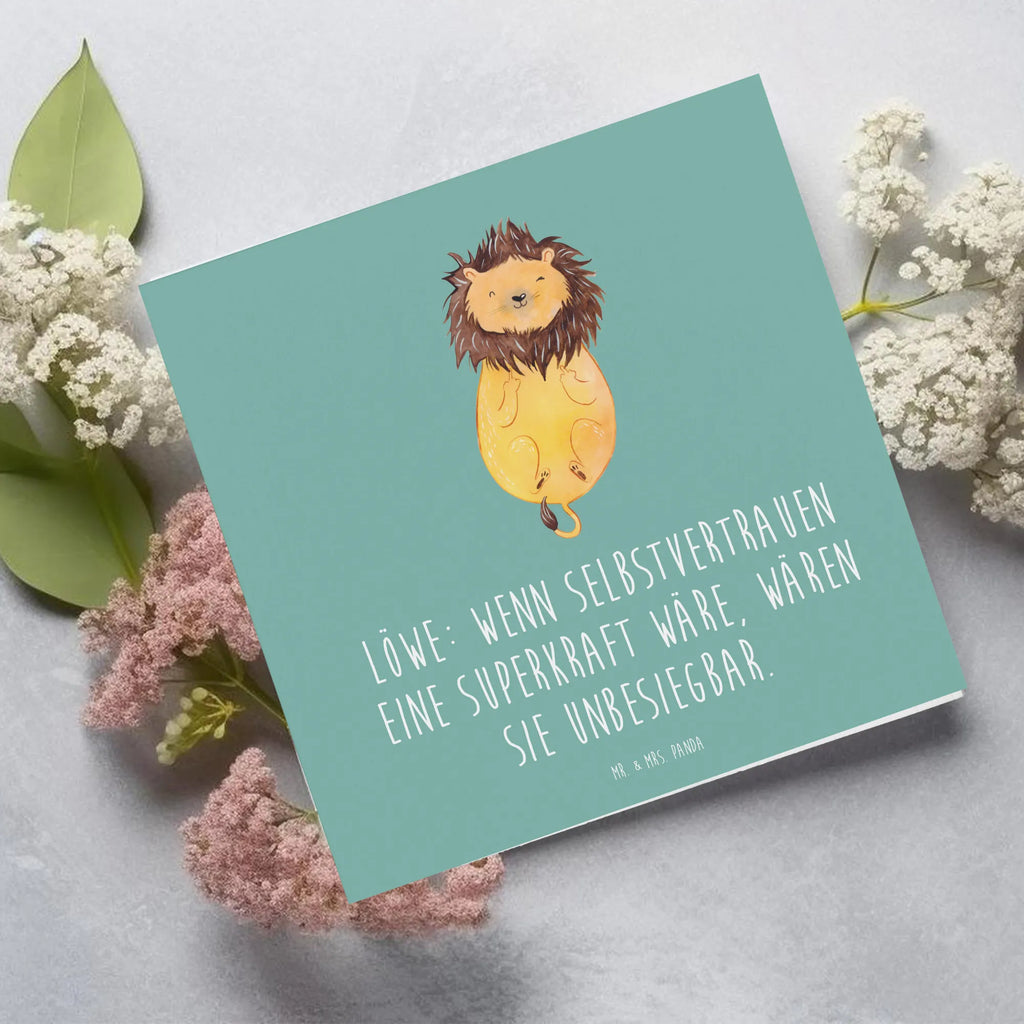 Deluxe Karte Löwe Superkraft Karte, Hochwertige Grußkarte, Grußkarte, Hochwertige Klappkarte, Einladungskarte, Glückwunschkarte, Hochzeitskarte, Geburtstagskarte, Klappkarte, Tierkreiszeichen, Sternzeichen, Horoskop, Astrologie, Aszendent