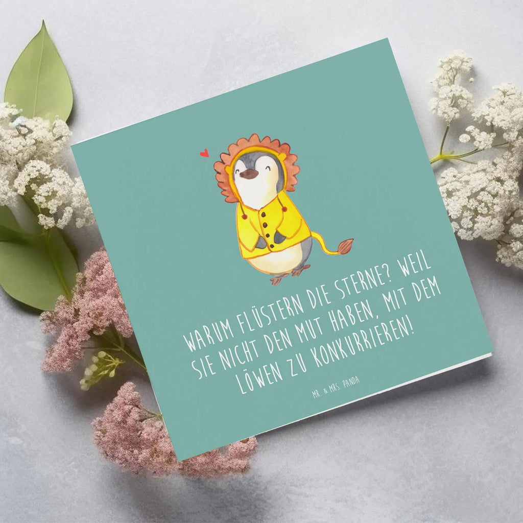 Deluxe Card Warum flüstern die Sterne? Weil sie nicht den Mut haben, mit dem Löwen zu konkurrieren! Hochzeitskarte, Geburtstagskarte, Glückwunschkarte, Einladungskarte, Hochwertige Klappkarte, Grußkarte, Hochwertige Grußkarte, Klappkarte, Karte, Tierkreiszeichen, Sternzeichen, Horoskop, Astrologie, Aszendent