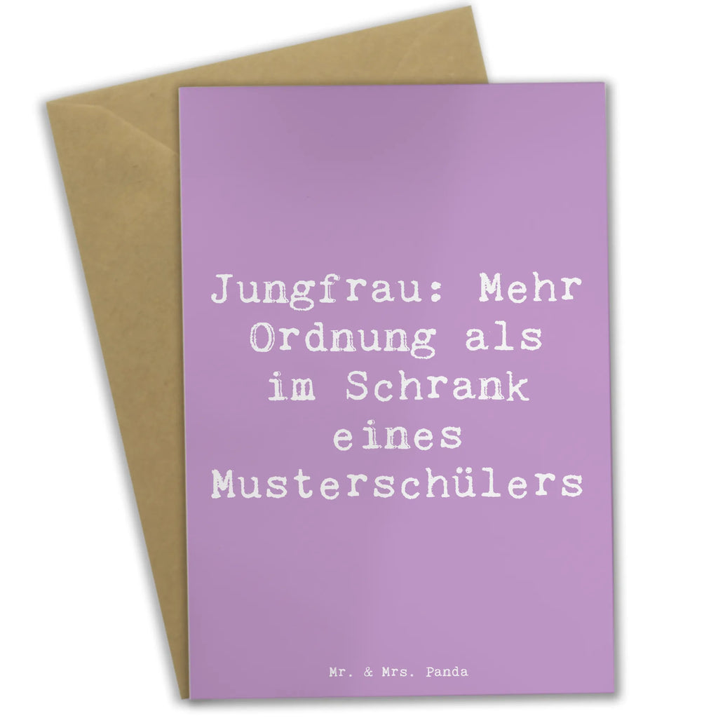 Greetings card Saying Jungfrau: Mehr Ordnung als im Schrank eines Musterschülers Karte, Ansichtskarten, Glückwunschkarte, Hochzeitskarte, Einladungskarte, Grußkarte, Klappkarte, Geburtstagskarte, Tierkreiszeichen, Sternzeichen, Horoskop, Astrologie, Aszendent