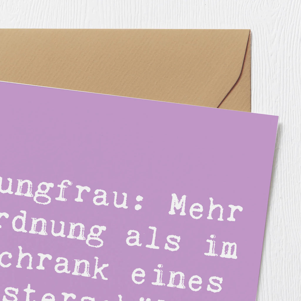 Deluxe Karte Spruch Jungfrau Ordnung Hochwertige Klappkarte, Grußkarte, Karte, Geburtstagskarte, Einladungskarte, Klappkarte, Glückwunschkarte, Hochwertige Grußkarte, Hochzeitskarte, Tierkreiszeichen, Sternzeichen, Horoskop, Astrologie, Aszendent