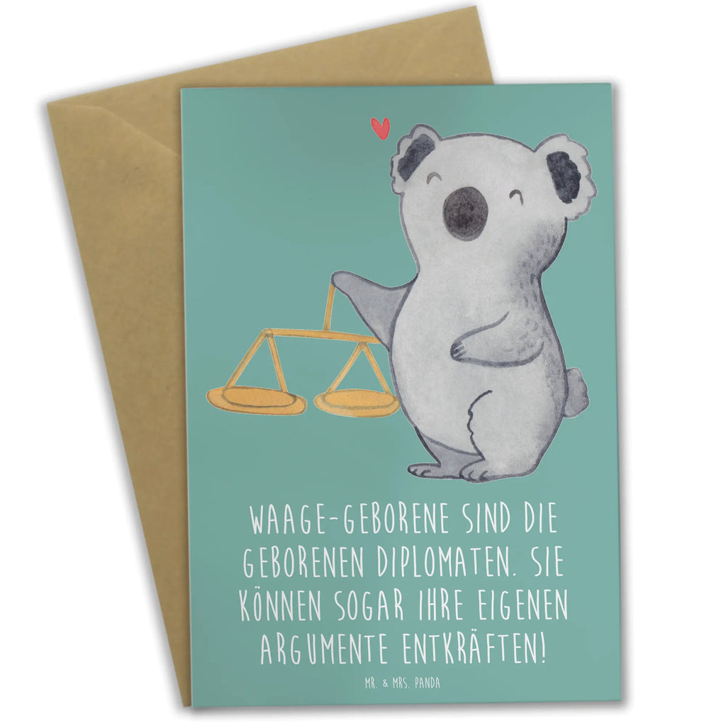 Greetings card Waage-Geborene sind die geborenen Diplomaten. Sie können sogar ihre eigenen Argumente entkräften! Karte, Ansichtskarten, Einladungskarte, Hochzeitskarte, Klappkarte, Glückwunschkarte, Grußkarte, Geburtstagskarte, Tierkreiszeichen, Sternzeichen, Horoskop, Astrologie, Aszendent