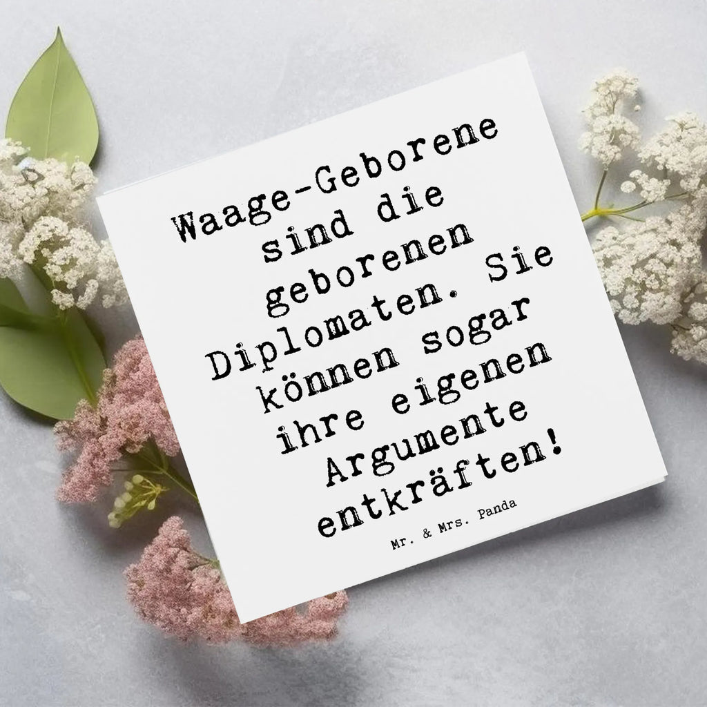 Deluxe Card Saying Waage-Geborene sind die geborenen Diplomaten. Sie können sogar ihre eigenen Argumente entkräften! Hochwertige Klappkarte, Geburtstagskarte, Karte, Glückwunschkarte, Hochzeitskarte, Klappkarte, Grußkarte, Hochwertige Grußkarte, Einladungskarte, Tierkreiszeichen, Sternzeichen, Horoskop, Astrologie, Aszendent