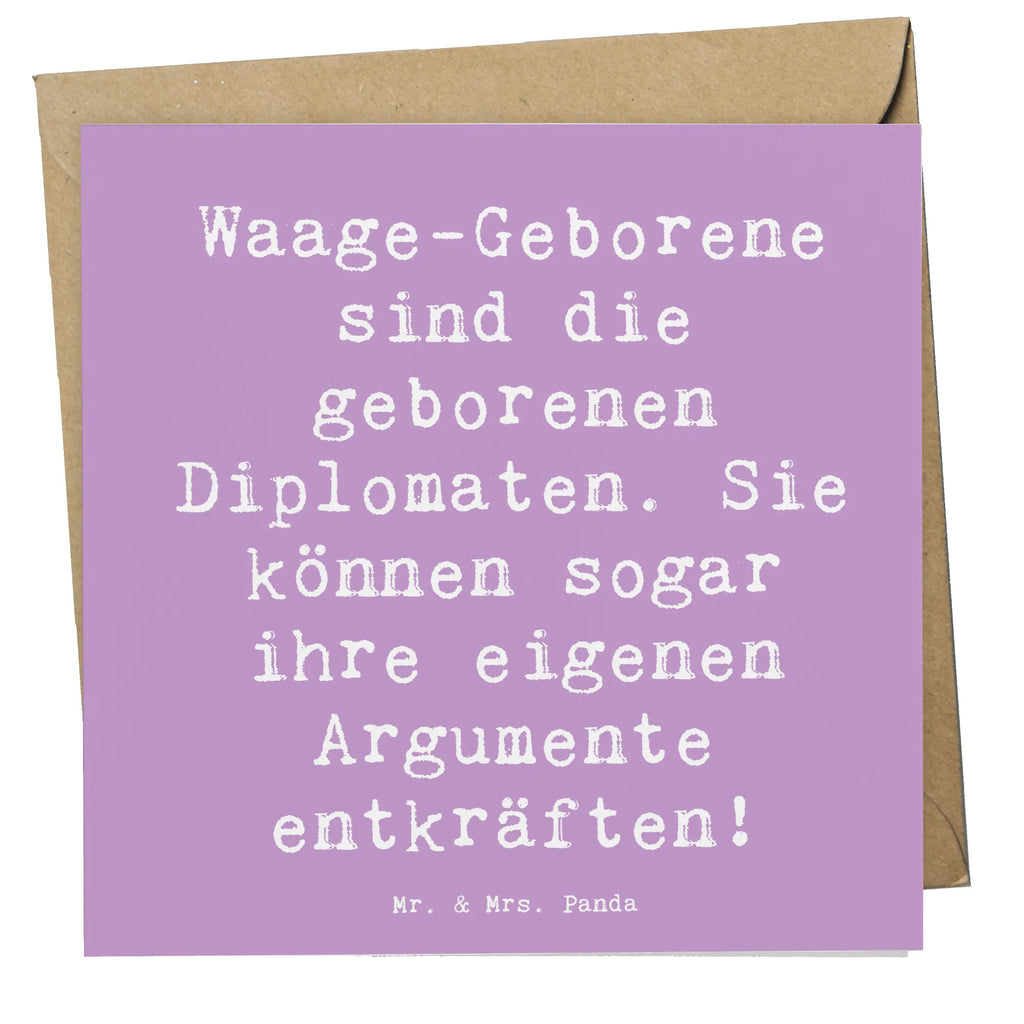 Deluxe Card Saying Waage-Geborene sind die geborenen Diplomaten. Sie können sogar ihre eigenen Argumente entkräften! Hochwertige Klappkarte, Geburtstagskarte, Karte, Glückwunschkarte, Hochzeitskarte, Klappkarte, Grußkarte, Hochwertige Grußkarte, Einladungskarte, Tierkreiszeichen, Sternzeichen, Horoskop, Astrologie, Aszendent