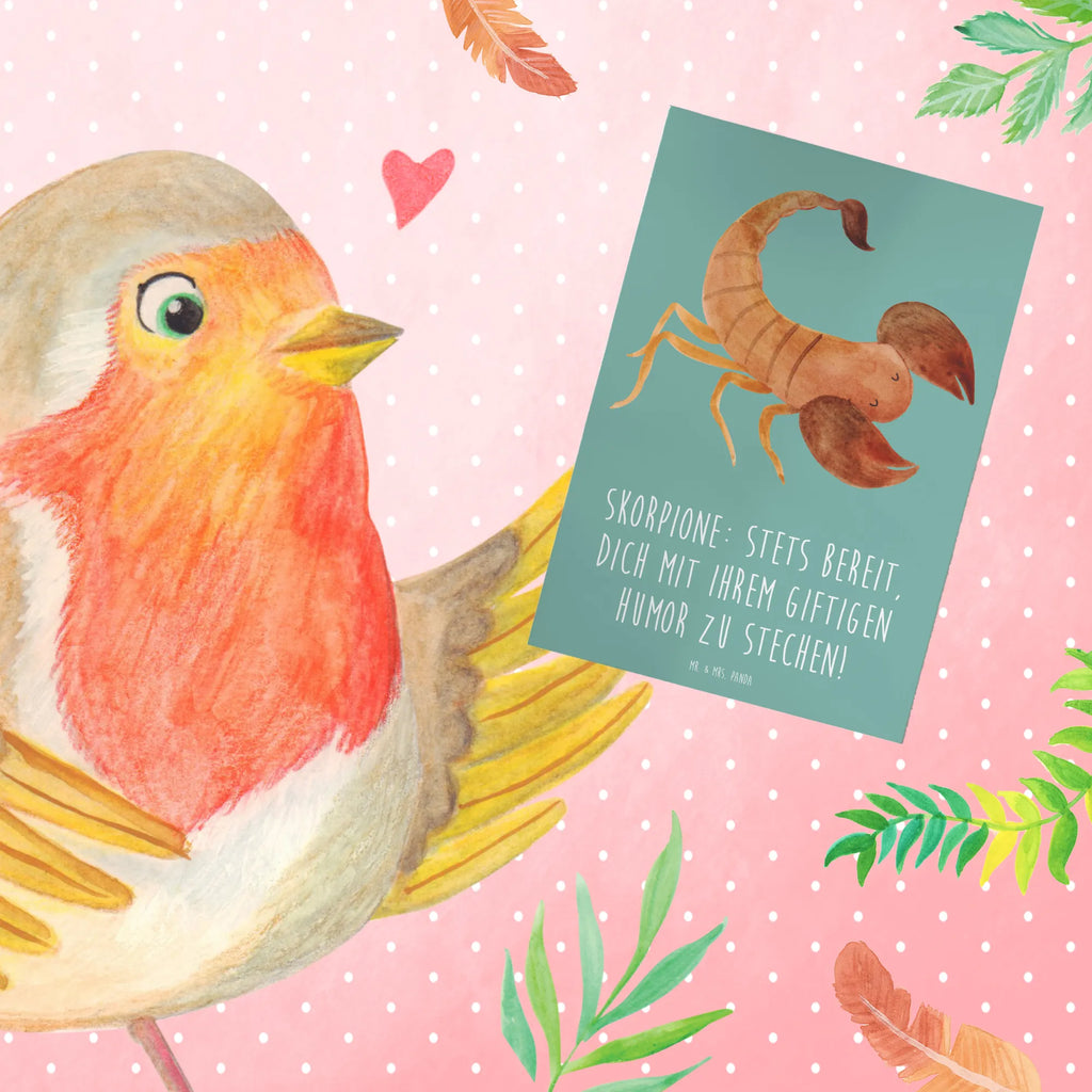 Greetings card Skorpione: Stets bereit, dich mit ihrem giftigen Humor zu stechen! Geburtstagskarte, Karte, Hochzeitskarte, Klappkarte, Grußkarte, Glückwunschkarte, Ansichtskarten, Einladungskarte, Tierkreiszeichen, Sternzeichen, Horoskop, Astrologie, Aszendent