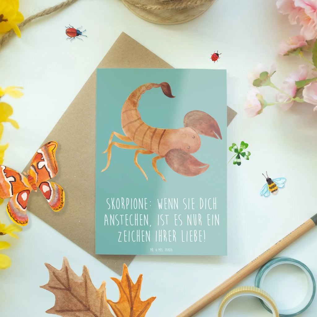 Greetings card Skorpione: Wenn sie dich anstechen, ist es nur ein Zeichen ihrer Liebe! Grußkarte, Ansichtskarten, Einladungskarte, Glückwunschkarte, Geburtstagskarte, Klappkarte, Hochzeitskarte, Karte, Tierkreiszeichen, Sternzeichen, Horoskop, Astrologie, Aszendent