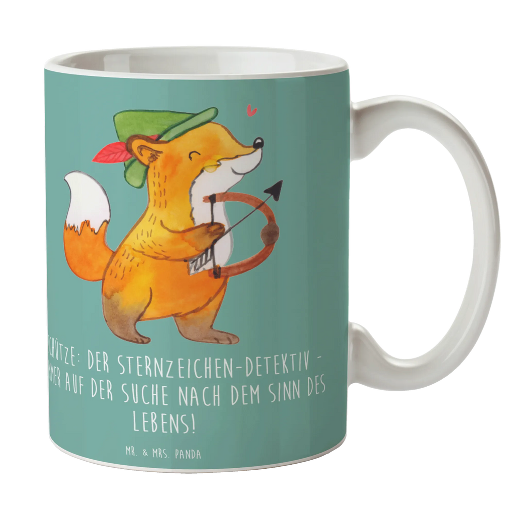 Mug Schütze: Der Sternzeichen-Detektiv - immer auf der Suche nach dem Sinn des Lebens! Tasse, Teetasse, Porzellantasse, Bürotasse, Keramiktasse, Tasse mit Zitaten, Tasse mit Motiven, Kaffeetasse, Geschenktasse, Tierkreiszeichen, Sternzeichen, Horoskop, Astrologie, Aszendent