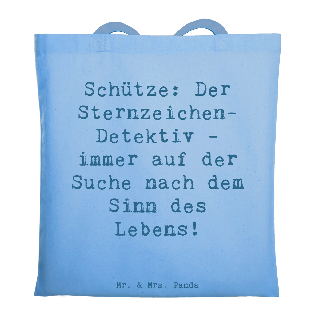 Tote bag Saying Schütze: Der Sternzeichen-Detektiv - immer auf der Suche nach dem Sinn des Lebens! Beuteltasche, Beutel, Einkaufstasche, Jutebeutel, Stoffbeutel, Tasche, Shopper, Umhängetasche, Strandtasche, Schultertasche, Stofftasche, Tragetasche, Badetasche, Jutetasche, Einkaufstüte, Laptoptasche, Tierkreiszeichen, Sternzeichen, Horoskop, Astrologie, Aszendent