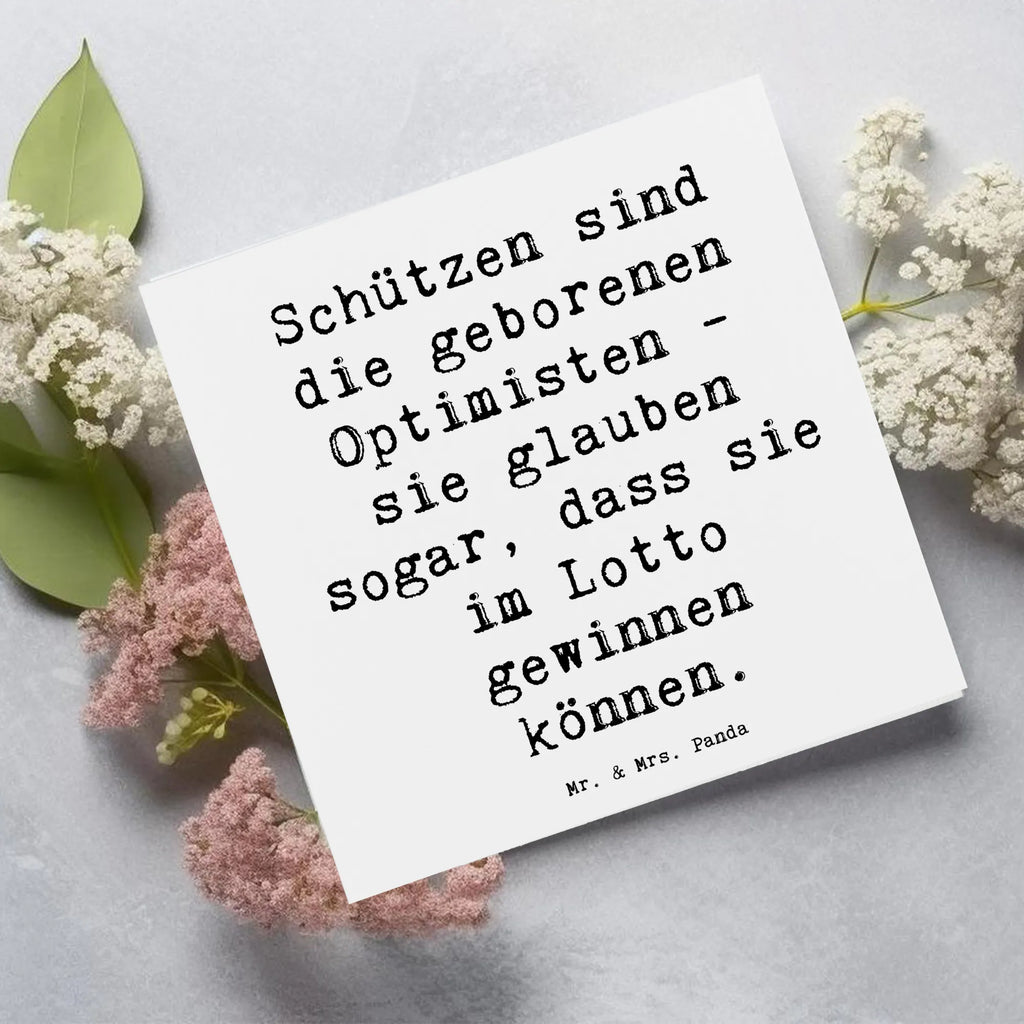 Deluxe Karte Spruch Schütze Optimist Hochwertige Klappkarte, Hochwertige Grußkarte, Geburtstagskarte, Grußkarte, Klappkarte, Hochzeitskarte, Einladungskarte, Glückwunschkarte, Karte, Tierkreiszeichen, Sternzeichen, Horoskop, Astrologie, Aszendent