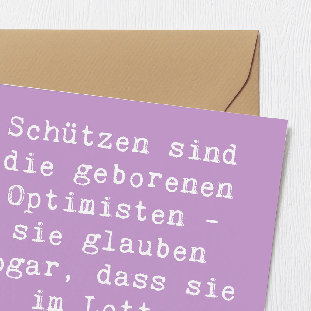 Deluxe Karte Spruch Schütze Optimist Hochwertige Klappkarte, Hochwertige Grußkarte, Geburtstagskarte, Grußkarte, Klappkarte, Hochzeitskarte, Einladungskarte, Glückwunschkarte, Karte, Tierkreiszeichen, Sternzeichen, Horoskop, Astrologie, Aszendent
