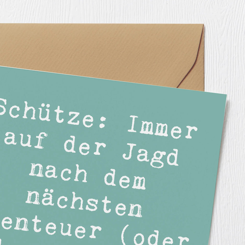 Deluxe Karte Spruch Abenteuer Schütze Geburtstagskarte, Glückwunschkarte, Karte, Einladungskarte, Hochzeitskarte, Hochwertige Klappkarte, Grußkarte, Hochwertige Grußkarte, Klappkarte, Tierkreiszeichen, Sternzeichen, Horoskop, Astrologie, Aszendent
