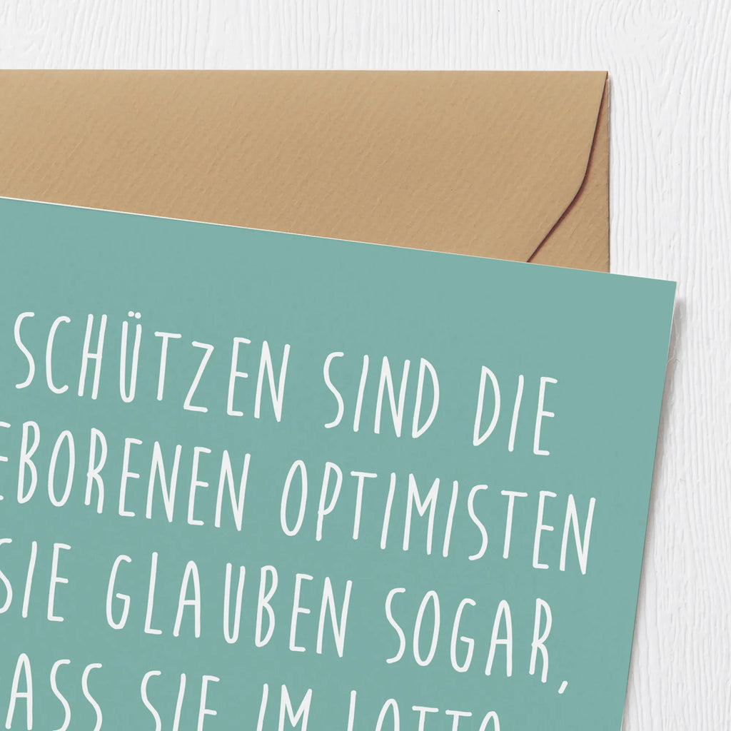 Deluxe Card Schützen sind die geborenen Optimisten - sie glauben sogar, dass sie im Lotto gewinnen können. Klappkarte, Glückwunschkarte, Grußkarte, Karte, Hochwertige Grußkarte, Einladungskarte, Hochzeitskarte, Geburtstagskarte, Hochwertige Klappkarte, Tierkreiszeichen, Sternzeichen, Horoskop, Astrologie, Aszendent