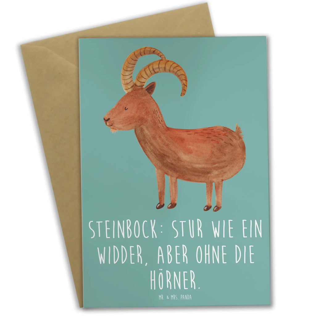 Greetings card Steinbock: Stur wie ein Widder, aber ohne die Hörner. Grußkarte, Einladungskarte, Karte, Ansichtskarten, Klappkarte, Geburtstagskarte, Glückwunschkarte, Hochzeitskarte, Tierkreiszeichen, Sternzeichen, Horoskop, Astrologie, Aszendent