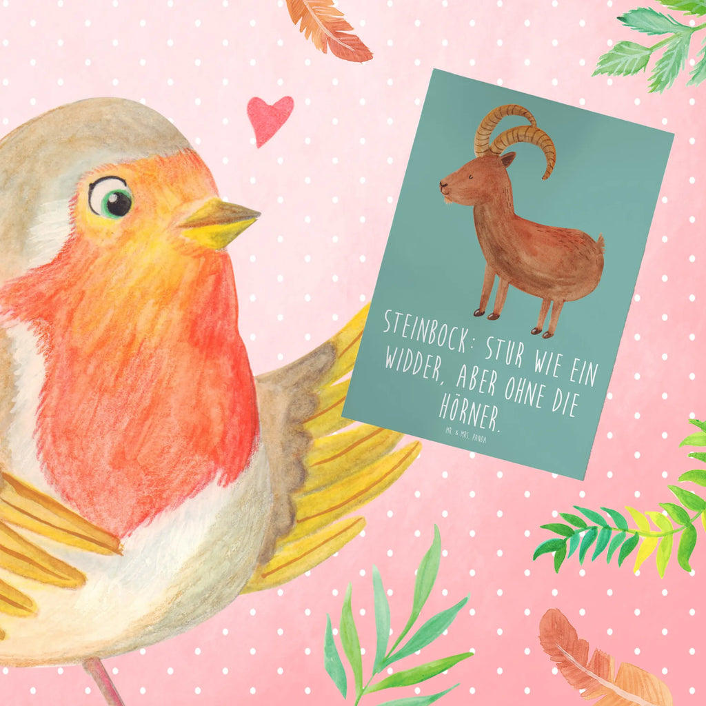 Greetings card Steinbock: Stur wie ein Widder, aber ohne die Hörner. Grußkarte, Einladungskarte, Karte, Ansichtskarten, Klappkarte, Geburtstagskarte, Glückwunschkarte, Hochzeitskarte, Tierkreiszeichen, Sternzeichen, Horoskop, Astrologie, Aszendent