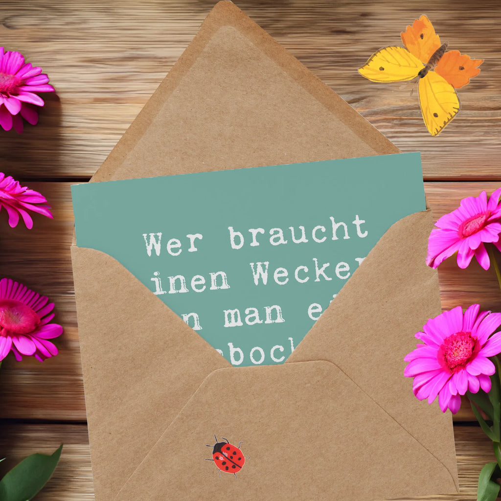 Deluxe Karte Spruch Steinbock Wecker Einladungskarte, Grußkarte, Hochwertige Grußkarte, Karte, Hochzeitskarte, Glückwunschkarte, Klappkarte, Hochwertige Klappkarte, Geburtstagskarte, Tierkreiszeichen, Sternzeichen, Horoskop, Astrologie, Aszendent