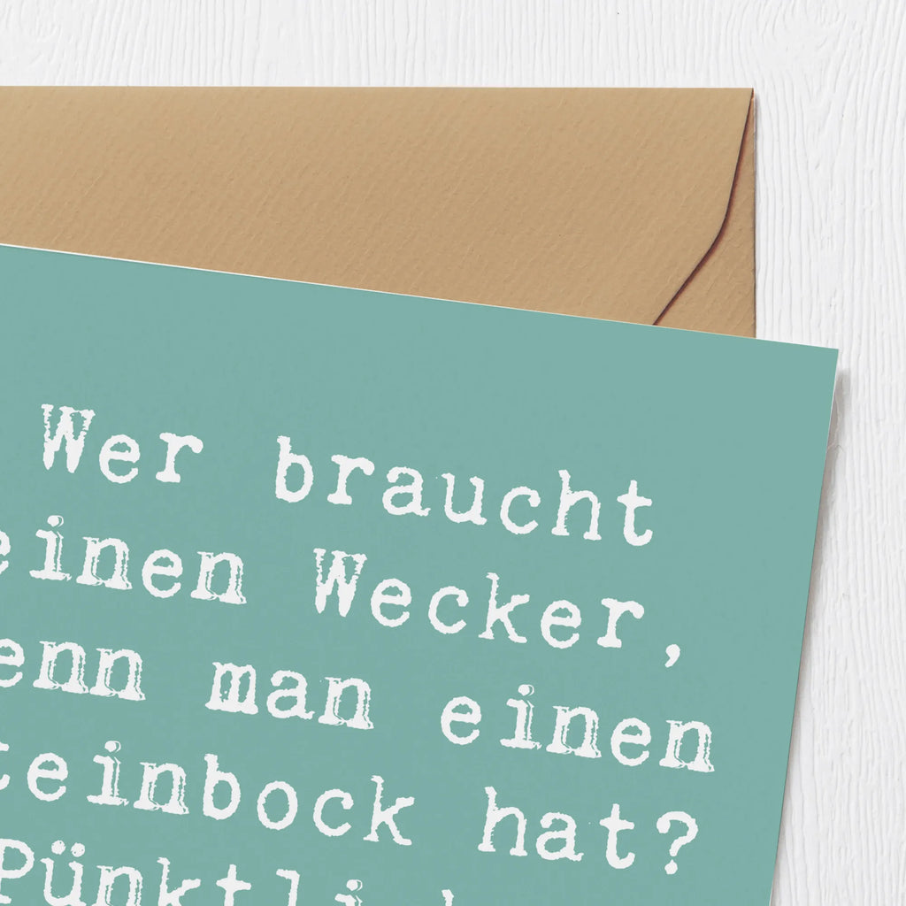 Deluxe Karte Spruch Steinbock Wecker Einladungskarte, Grußkarte, Hochwertige Grußkarte, Karte, Hochzeitskarte, Glückwunschkarte, Klappkarte, Hochwertige Klappkarte, Geburtstagskarte, Tierkreiszeichen, Sternzeichen, Horoskop, Astrologie, Aszendent