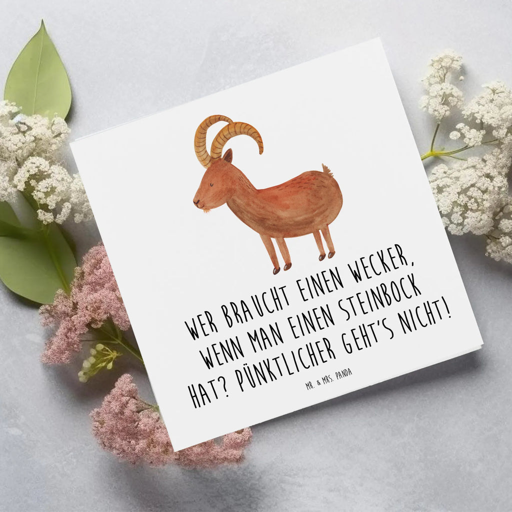 Deluxe Card Wer braucht einen Wecker, wenn man einen Steinbock hat? Pünktlicher geht's nicht! Grußkarte, Geburtstagskarte, Einladungskarte, Hochzeitskarte, Karte, Klappkarte, Hochwertige Klappkarte, Glückwunschkarte, Hochwertige Grußkarte, Tierkreiszeichen, Sternzeichen, Horoskop, Astrologie, Aszendent