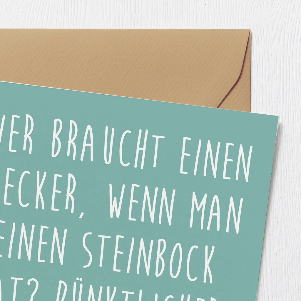 Deluxe Card Wer braucht einen Wecker, wenn man einen Steinbock hat? Pünktlicher geht's nicht! Grußkarte, Geburtstagskarte, Einladungskarte, Hochzeitskarte, Karte, Klappkarte, Hochwertige Klappkarte, Glückwunschkarte, Hochwertige Grußkarte, Tierkreiszeichen, Sternzeichen, Horoskop, Astrologie, Aszendent